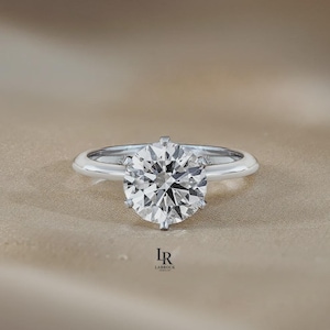 3CT Round Lab Grown Diamond 18K Gold Ring, E/VSS Lab Created Diamond, Solitaire Engagement Ring, Diamond Wedding Ring, Anniversary Gift Ring