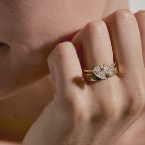 Toi Et Moi Ring, 1.5 TCW Pear Diamonds, Pear Cut Lab Grown Diamond Ring, Pear Engagement Ring, Wedding Ring, Anniversary Gift, Unique Ring
