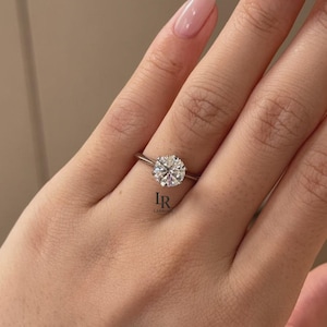 2 Carat Round Lab Grown Diamond 14K Gold Ring, E/VSS Lab Created Diamond, Solitaire Engagement Ring, Diamond Wedding Ring, Engagement Ring