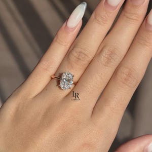 Oval Cut Lab Grown Diamond Hidden Halo Ring, 3 CT Oval Diamond Engagement Ring, Wedding Ring, Proposal Diamond Ring,Anniversary Gift for Her