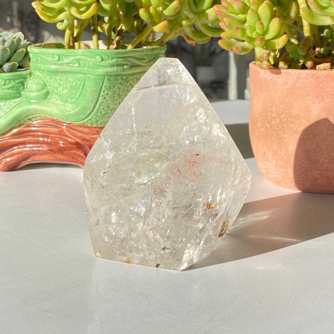Clear Quartz Freeform With Rainbow,transparent Polish Clear Quartz