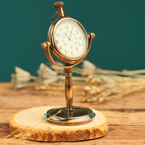 Hand Engraved Mechanical Brass Clock Vintage Desktop Table Clock with Visible Gears Steampunk Office Decor Unique Gift for Men Free shipping