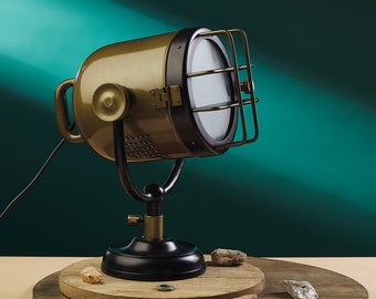 Nachtkastje Black Spotlight Lamp, Unieke Tafellamp om te schenken, Vintage Lamp voor decor, Nachtlamp, Housewarming Cadeau voor familie en vrienden