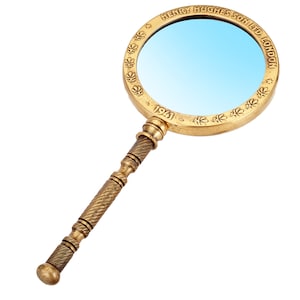 Antique Golden Magnifying Glass 10&quot;-4X Power Lens for Reading & Inspection Vintage Detective Style Magnifier Gift for Readers and Collectors