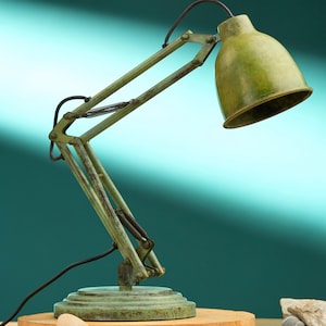 Handmade Patina Metal Desk Lamp: Industrial Vintage Style