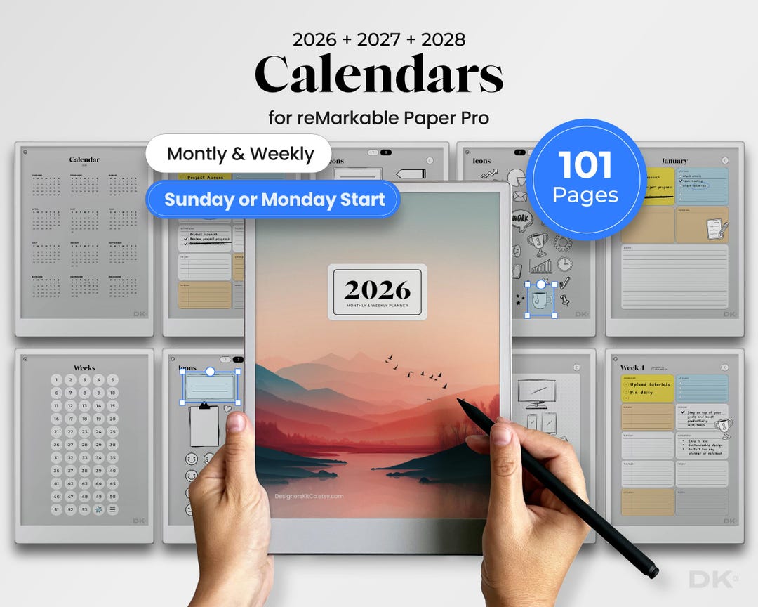 Weekly Calendar Planner for Remarkable Paper Pro Template Monthly ...