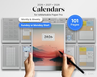 Weekly Calendar Planner for reMarkable Paper Pro Template Monthly Calendar fits reMarkable Pro Yearly Planner 2026 2027 Template To Do Icons