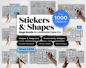 Stickers Bundle for reMarkable Paper Pro Template Stickers for reMarkable Pro Shapes Copy Paste Icon Visuals To Do reMarkable Notebook rmdoc