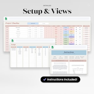 Colour-coded project dashboard showing completion percentages and charts that update automatically, a clear overview for tracking multiple small business projects at a glance.