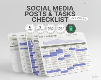 Virtual Assistant Social Media Checklist for Google Sheets Template Checklist for Content Creator VA Marketing Planner VA for Etsy Seller