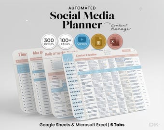 Social Media Planner Content Calendar for Google Sheets Content Planner Excel Social Checklist Content Management Social Media Spreadsheet