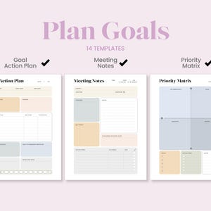 Digital Planner PDF Productivity Planner Download Work From Home Time Management System Gift for Coworker Meeting Note Template Student