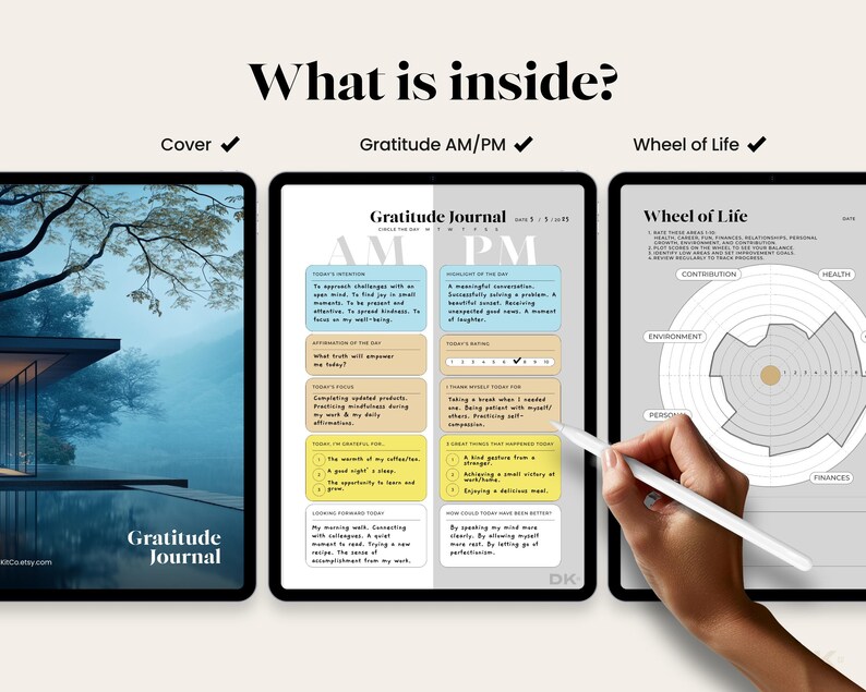 Gratitude Journal Digital Template for Goodnotes Gratitude Worksheet Prompts Gratitude Tracker List Manifesting Journal for Notability iPad