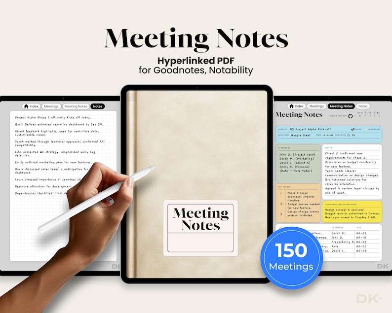 Digital Meeting Notebook for Goodnotes Meeting Minutes for Notability Note Taking Meeting Notes Business Meeting Minutes for Goodnotes