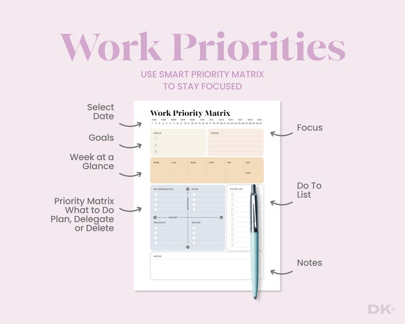 Editable Work Planner Printable Work Day Schedule Template Daily ...