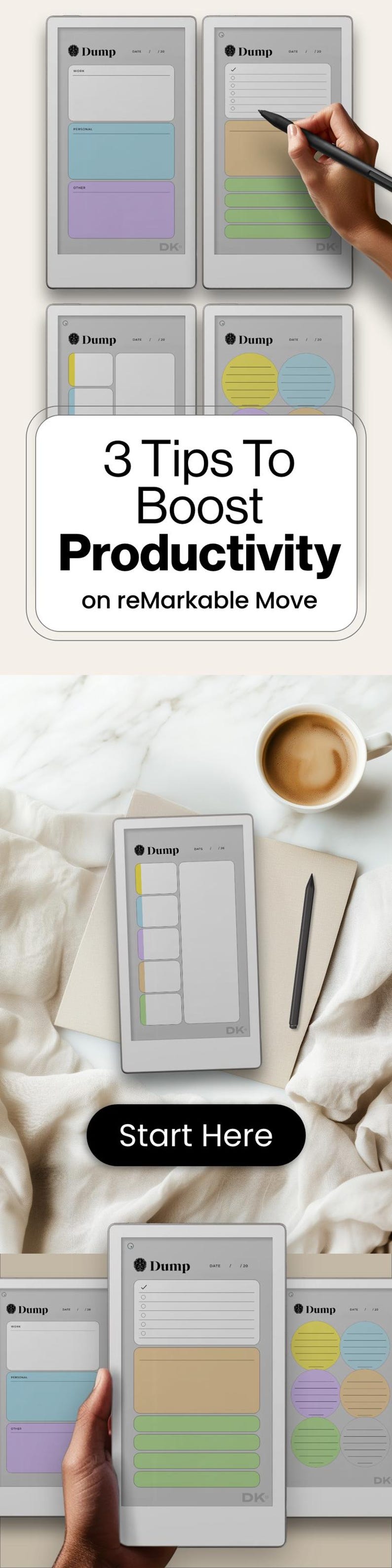 Brain Dump Template for reMarkable Move Brain Dump Digital Planner for reMarkable Paper Pro Move Checklist Template Organiser Task Tracker