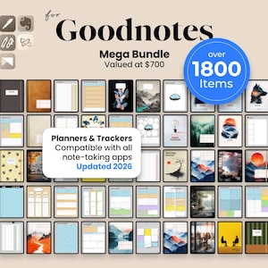SHOP BUNDLE 2026 2027 Digital Planner for GoodNotes iPad Template Android Notability Journal Notebook Cover Planner Goal Meeting Notes