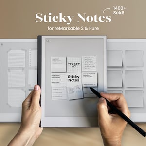 Sticky Notes für reMarkable 2 und reMarkable Pure Template Sticker Notiz eink Liste Notebook Planer Accessoires Toolbar Wide Rule Dark Mode