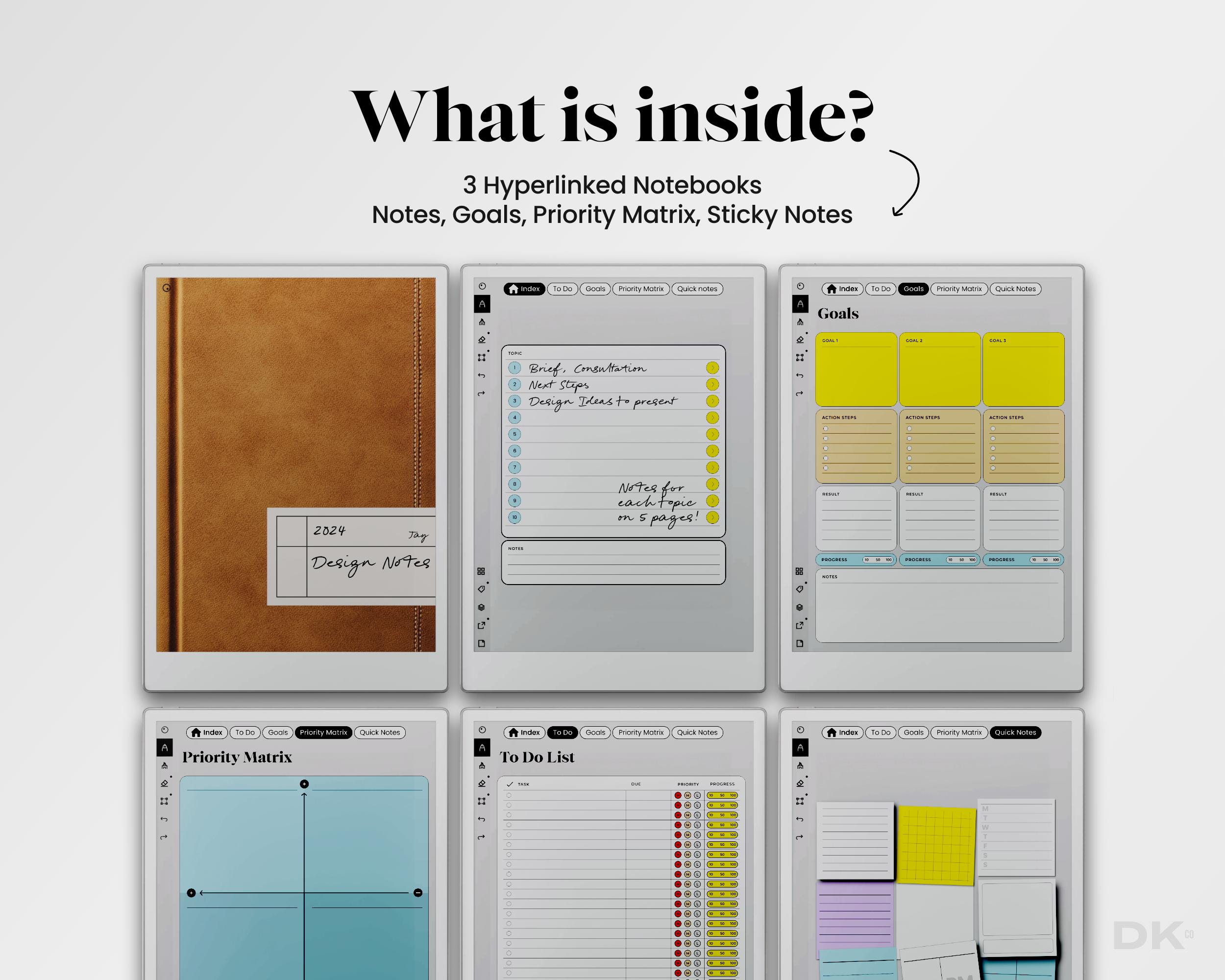 Hyperlinked Notebook Bundle for Remarkable Paper Pro Minimalist Eink ...