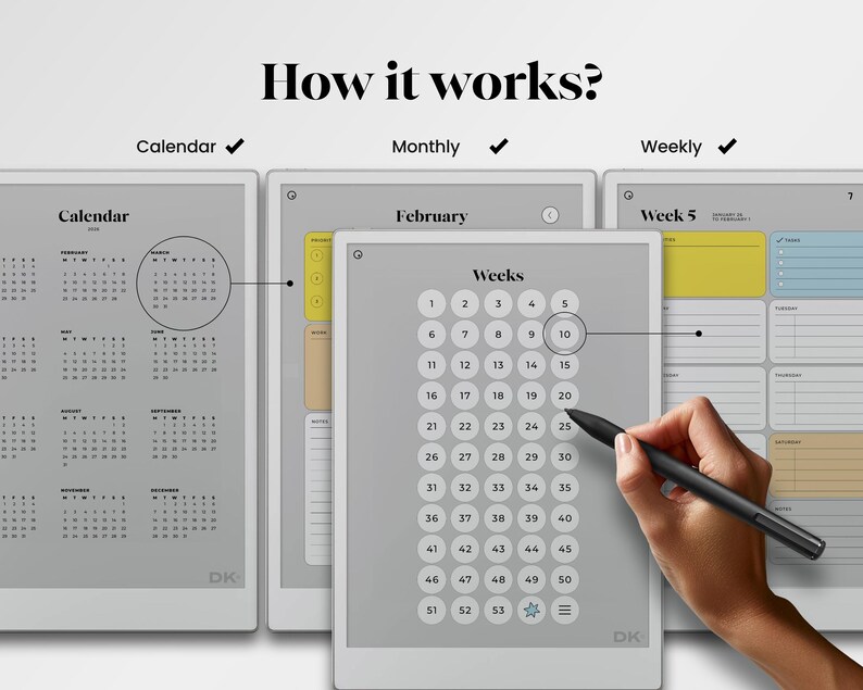 Weekly Calendar Planner for Remarkable Paper Pro Template Monthly ...