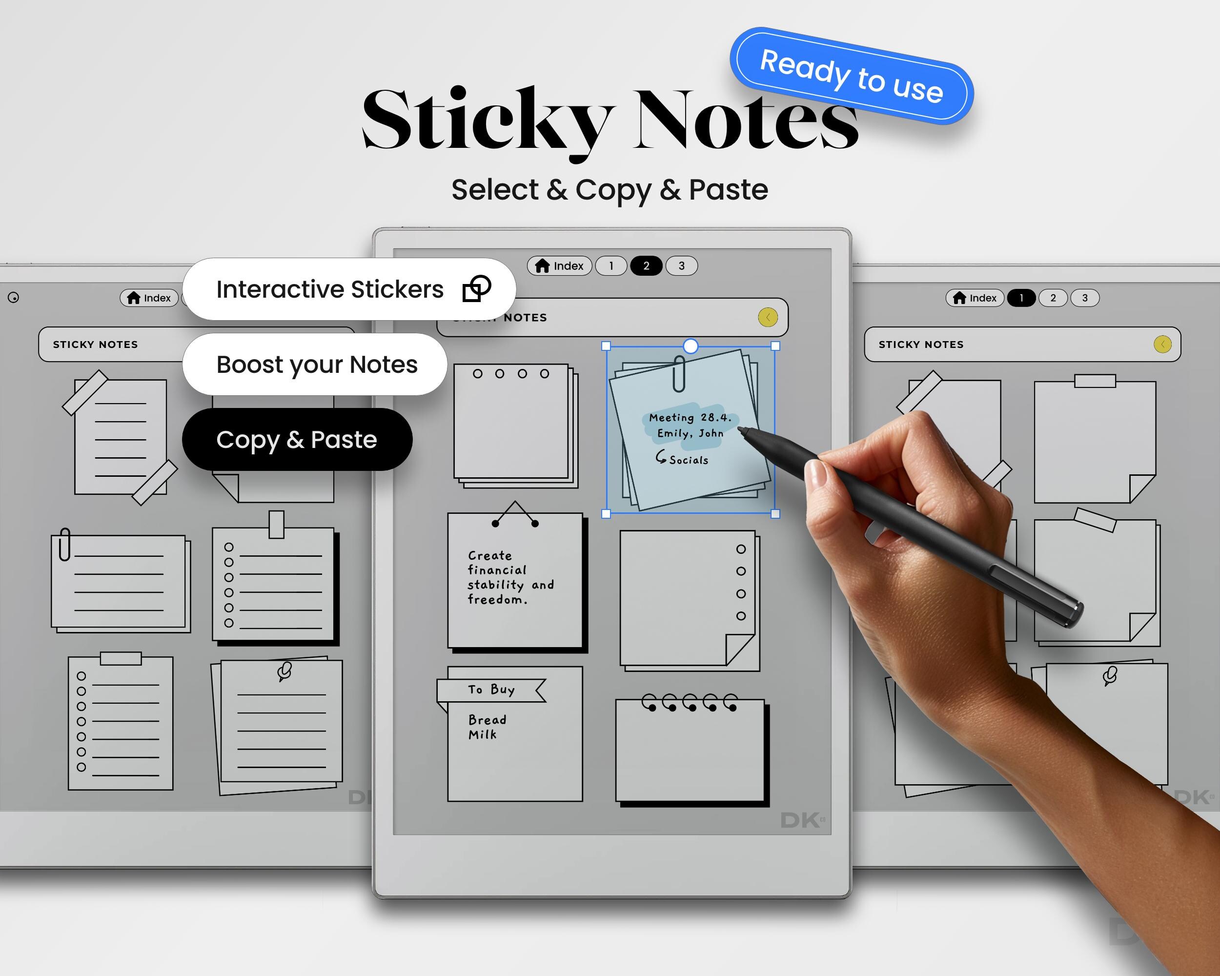 Stickers for reMarkable Paper Pro Template Shapes Objects for reMarkable Sticky Notes Notebook Template Business Visuals Hyperlinked rmdoc