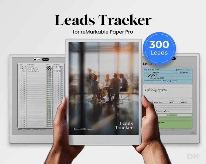 Leads Tracker for reMarkable Pro Template Client Tracker Lead Log fits reMarkable Paper Pro Sales Agency Potential Clients Notebook Manager