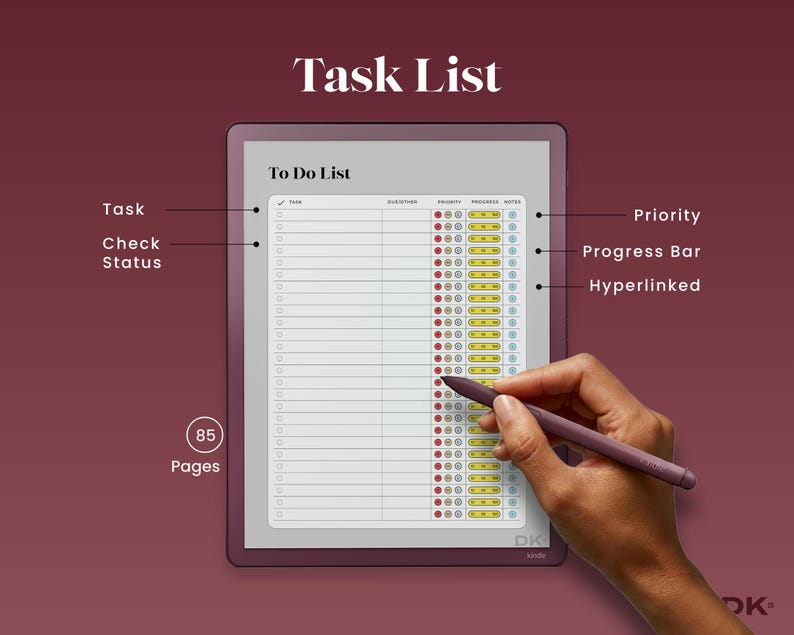 To Do List Template for Kindle Scribe Colorsoft To Do Notes for Kindle Checklist Task Tracker Bundle Business Planner Journal Workflow