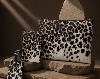 Personalized Travel Set Leopard Print Gifts Passport Holder Luggage Tag and Makeup Bag Monogram Travel Accessories Gift for Her Animal Print