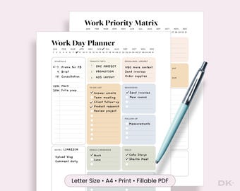 ADHS Arbeitstage Planer Vorlage, Aufgaben-Planer (ausfüllbare PDF, printable)