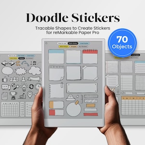 Formas e notas adesivas para reMarkable Pro Template Sticker para reMarkable Traceable Shapes Doodle Mind Map Chart To Be Traced eink Stickers