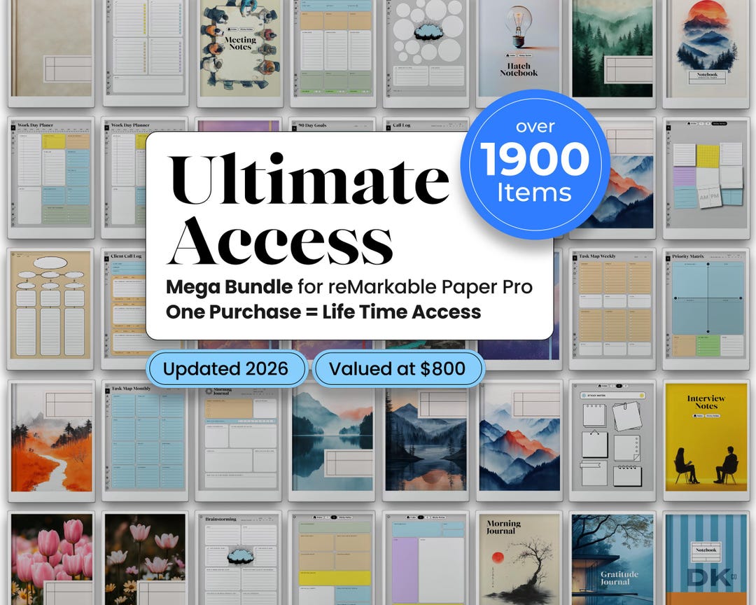 Productivity Bundle for Remarkable Paper Pro: 1900+ Items, 2026 Planner ...