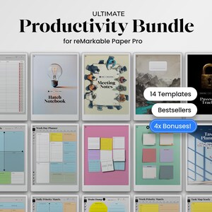 Pacchetto di produttività per il modello reMarkable Paper Pro Set di planner per notebook compatibile con il modello reMarkable Pro per notebook PDF con collegamento ipertestuale rMPP