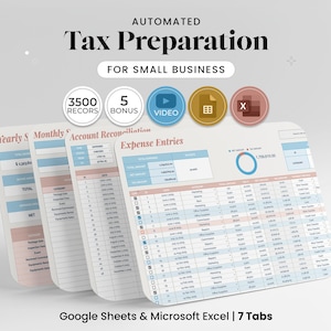 Small Business Spreadsheet Tax Preparation Digital Template Excel Accounting System Organization Financial Tracking Tool Entrepreneur