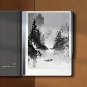 Ekran do spania dla Remarkable 2 Szablon Zawieszony ekran pasuje do Remarkable Notebook Cover Notatnik Akcesoria eink Tryb ciemny PNG Szablon