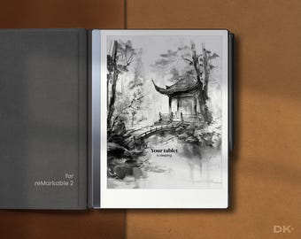 Sleep Screen for Remarkable 2 Template Suspended Screen fits Remarkable Notebook Cover Notepad Accessories eink Dark Mode PNG Template