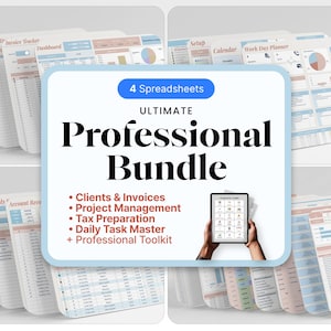 Small Business Spreadsheet Bundle for Google Sheets Excel Client Tracker Invoice Project Management Tax Tracker Daily Planner Toolkit