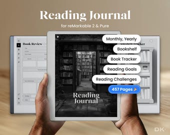 Lesetagebuch für reMarkable 2 und reMarkable Pure Book Tracker Bewertung Vorlage Leseziele Geschenk für Buchliebhaber Bibliophile Bucket List
