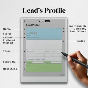 Leads Tracker for reMarkable Pro Template Client Tracker Lead Log fits reMarkable Paper Pro Sales Agency Potential Clients Notebook Manager