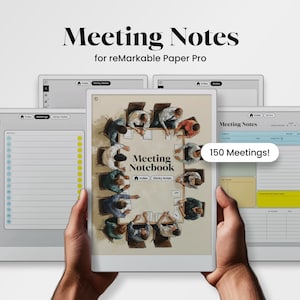 Riepilogo delle note per il libro delle riunioni di reMarkable Pro per il modello di reMarkable Paper Pro Note della riunione Ordine del giorno Verbale della riunione Attività Piano d'azione Cosa fare