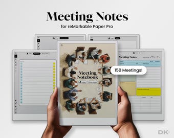 Meeting Notes Template for reMarkable Paper Pro Digital Notebook Work Notes Planner Business Meeting Minutes Productivity PDF Template