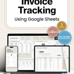 Monthly income and payment summary — an invoice tracker spreadsheet, payment dashboard, small business bookkeeping template and cash flow tracker that updates totals automatically.