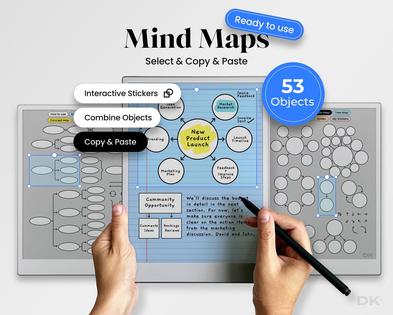 Mindmap Notebook Mind Map for Remarkable Paper Pro Template Mind Maps Shapes for ...