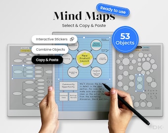Mapa mental para reMarkable Paper Pro Template Mapas mentales Formas para reMarkable Pegatinas de mapa mental listas para usar Cuaderno con hipervínculos rMPP rmdoc