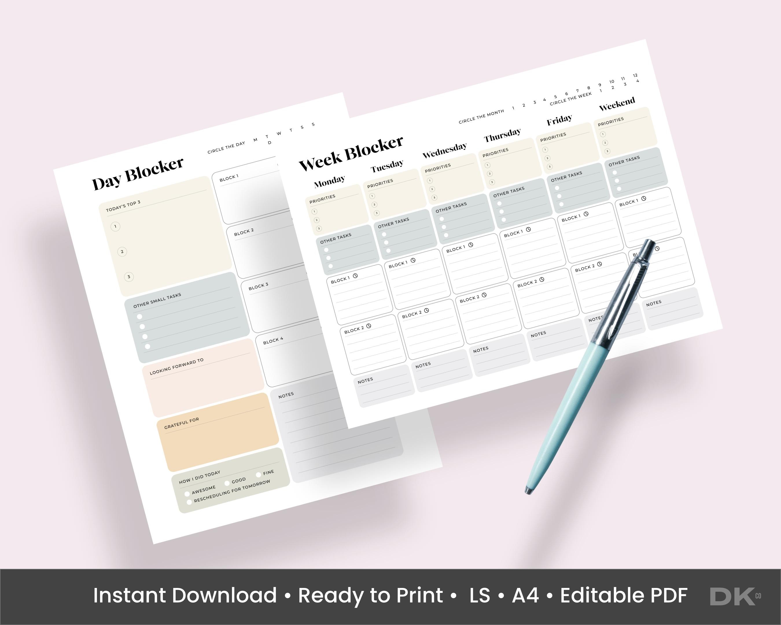 Time Block Planner Printable Daily Time Blocking Schedule Template ...