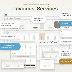 Built-in invoice generator tab — an invoice maker, small business invoice template, payment manager spreadsheet and client billing tracker for creating and logging invoices fast.