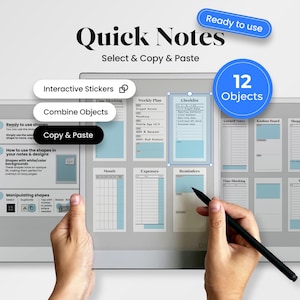 Plaknotities voor reMarkable Pro-sjabloon Project Taakplanner Notitieboek past op reMarkable Paper Pro Copy Paste Icon Note Daily Tracker-stickers