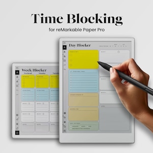 Gestione del tempo per il modello reMarkable Paper Pro, pianificatore giornaliero, pianificazione delle attività, blocco del tempo per il modello reMarkable Pro, organizzatore di diario