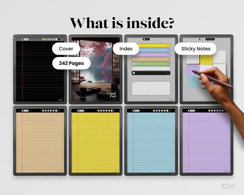 Legal Pad for Kindle Scribe Colorsoft Digital Notes Template Productivity Memo Notebook Hyperlinked PDF Planner