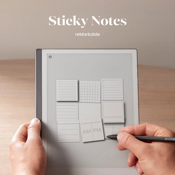 reMarkable Sticky Notes Digitale Vorlage Post It Sticker Notiz eink Liste Notizblock reMarkable Planner Accessoires Toolbar Wide Rule Dark Mode