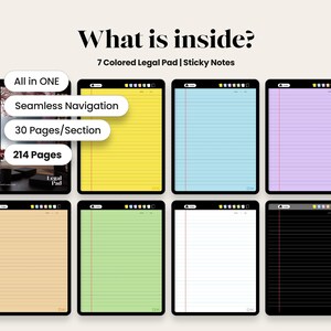 Legal Pad Planner for Goodnotes Template Memo Pad Digital Paper for Notability iPad Note Taking Template Hyperlinked Planner Pad Legal Notes